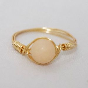 COPY - Rose Quartz Gold Wire Wrap Ring